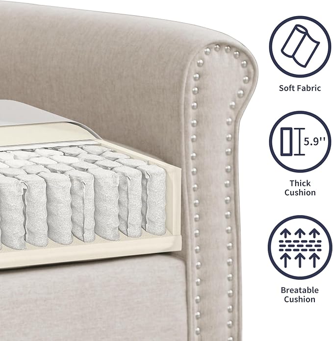 3 Pieces Living Room Sofa Couch and Loveseat Set Sectional Sofa Couch and Chair Furniture Set with Wood Frame and Gourd Shapes Wood Legs Sofas Couches for Living Room Apartment - Beige