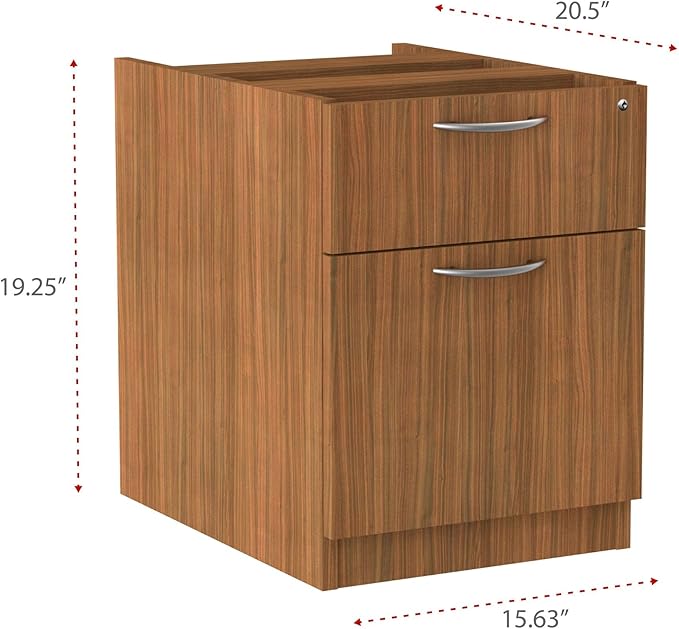 Alera Alera Valencia Series Hanging Pedestal File Left/Right 2-Drawer: Box/File Legal/Letter Modern Walnut15.63 x 20.5 x 19.25