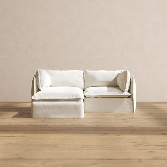 Anabei Slipcover Only - Modular Washable 2-Seater Sectional in Eggshell