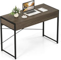 GOFLAME Modern 2-Drawer Computer Desk Home Office Desk w/Reinforced Heavy-Duty Metal Frame Versatile Study Writing Desk w/Anti-Tip Kit Ideal for Study Office Small Spaces (Wash Grey)