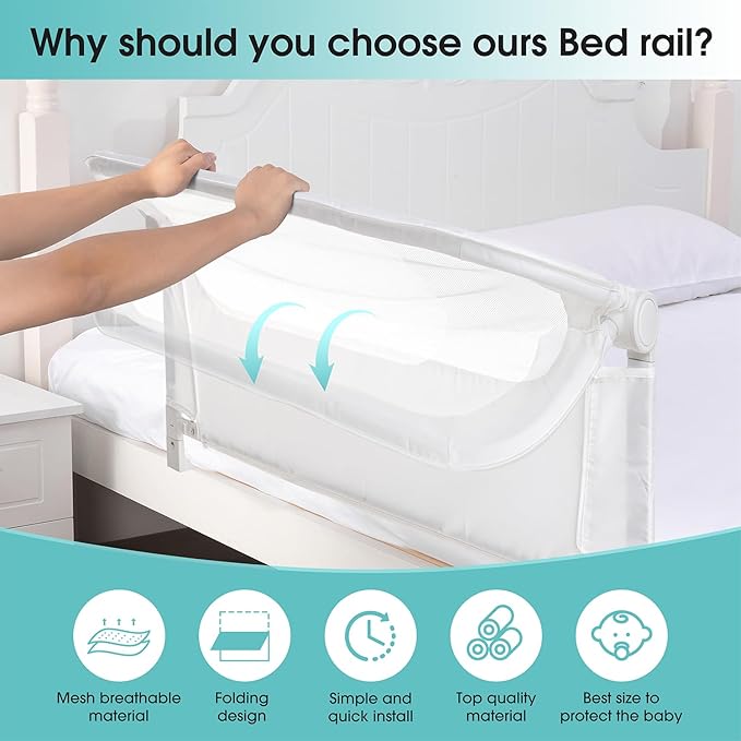 Baby Bed Rail Guard for Toddlers -47 Toddler Bed Rails for Twin Full Queen King Bunk Size Bed Swing Down Bedrail Extral Tall Child Safety Side Railing Guards for Kids