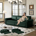 JOYBASE Pull Out Sofa Bed King-Size Convertible Sleeper Sofa Modern 3-Seater Faux Leather Couch with Nailhead for Living Room Office Apartment (Green)