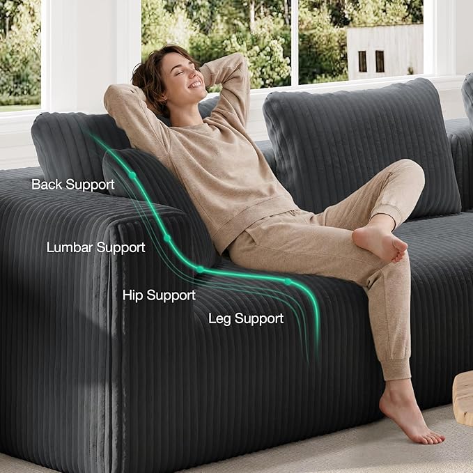 Novilla Modular Sectional Sofa Modern Cloud Sectional Couch with SmartS Coil® Support Upholstered Boneless Couch for Living Room Apartments Bedroom No Assembly Required Dark Gray (Right-Arm Chair)
