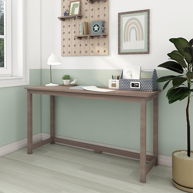 Max &amp Lily Solid Wood Desk 55 Inches Clay