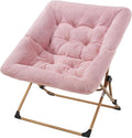 OAKHAM Comfy Chair for Adults Soft Faux Fur Folding Lounge for Bedroom Living Room Dorm Rooms Flexible Reading Chair for Teens Kids X-Large Foldable (Faux Fur-Pink)