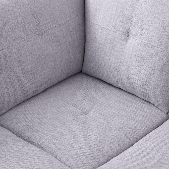 Grey L-Shaped 3-Piece Flannel Sofa with Storage Ottoman Set Sectional Couch Sofa Set for Living Room Office Small Space