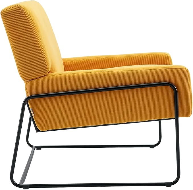 Accent Chair - Modern Industrial Slant Armchair with Metal Frame - Premium High Density Soft Single Chair for Living Room Bedroom