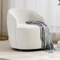 Swivel Accent Chair Recliner Modern Comfy Barrel Chairs for Living Room and Bedroom Cozy Upholstered Small Reading Chairs with 360-Degree RotationIvory