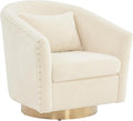 SAFAVIEH Couture Collection Clara Glam Ivory &amp Gold Faux Lamb Wool Swivel Tub Accent Chair Fully Assembled (SFV4702M)