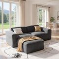 Amada 80 L Shaped Sofa Modular Corduroy Clopud Couches with Deep Seats &ampHigh-Back Upholstered Couches for Living Room Bedroom with Ottoman No Assembly Required(2-Seater&amp1 OttomanGrey)