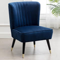 Modern Velvet Accent Chairs Reading Chair Cozy Curved Wingback Leisure Chair Upholstered Single Sofa Chair for Living Room Dining Room Bedroom Dressing Table Office (Navy)