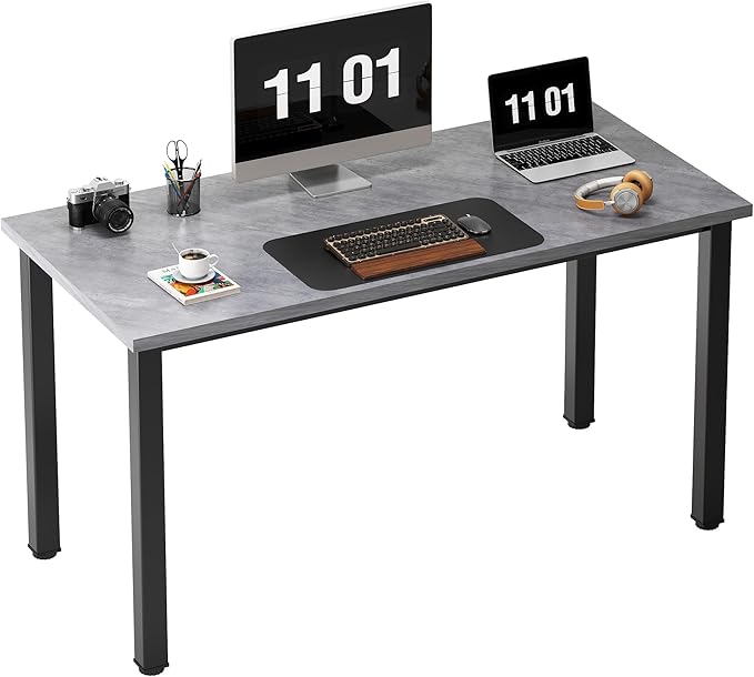 Need Computer Desk 47 inch Home Office Desk Modern Simple Style Home Office Gaming Desk Basic Writing Table for Study Student Black Metal Frame Grey