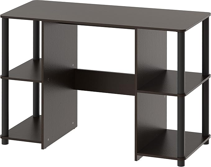SHW 38-Inch Home Office Wood Desk with Double Sided Shelves Espresso