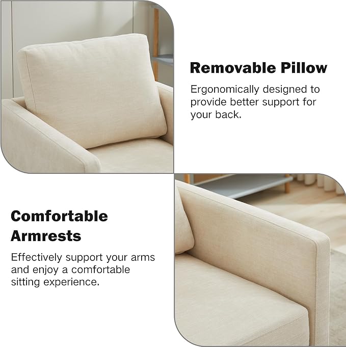 Chifee &amp Vingol 30.7 W Mid Century Modern Swivel Accent Chair for Living Room Set of 2Beige