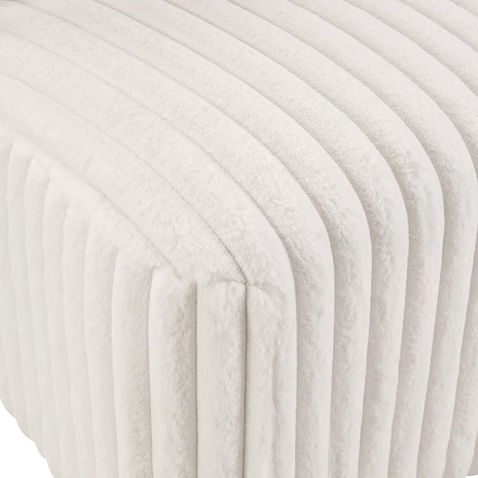 OSP Home Furnishings Lucia Modern Barrel Swivel Accent Chair White Cord Fur Fabric