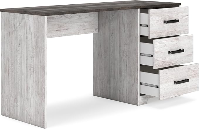 Signature Design by Ashley Shawburn Farmhouse 3-Drawer 54 Home Office Desk White &amp Gray