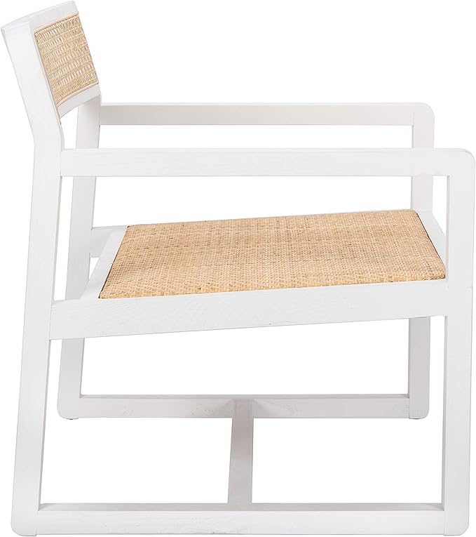 Safavieh Home Lula White and Natural Cane Accent Chair