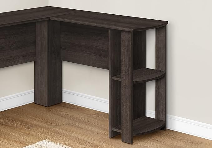 Computer Desk Home Office Corner Storage Shelves 48 l L Shape Work Laptop Brown Laminate Contemporary Modern