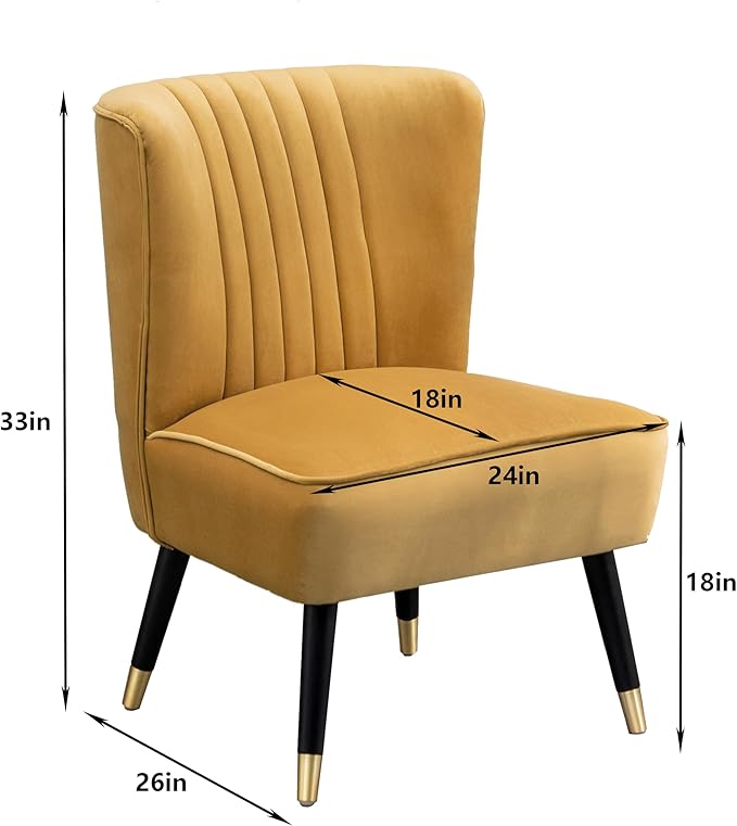 Modern Velvet Accent Chairs Reading Chair Cozy Curved Wingback Leisure Chair Upholstered Single Sofa Chair for Living Room Dining Room Bedroom Dressing Table Office (Gold)