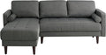 Studio Living® Lexington 83.1 Sofa Chaise Mid-Century Modern Pocket Coil Comfort Reversable Chaise Easy Assembly Woven Fabric Heather Grey