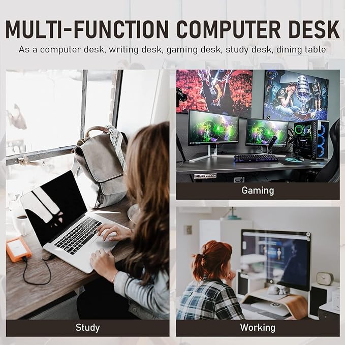 47 Inch Computer Desk Modern Gaming Desk for Home Office Large PC Gaming Table for Teen Student Art Modren Simple Style Computer Desk Wood and Metal Desk Workstati Black