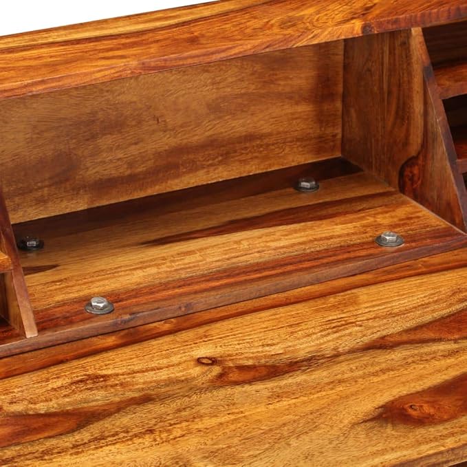 Computer Desk Study Writing Table with Hutch and Drawers Wooden PC Laptop Study Table with Metal Legs Vintage Workstation for Home Office Brown