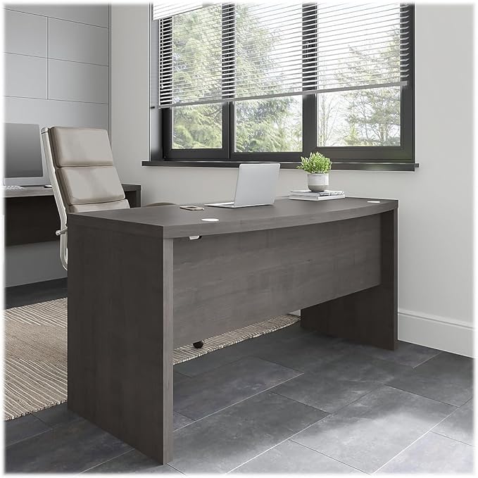 Bush Business Furniture Bow Front Desk with Wire Management | Echo Collection Office Computer Table for Home Office with Quick-to-Assemble Hardware | 60Wx28Lx30H