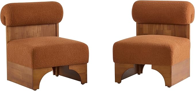 Christopher Knight Home Nadine Boucle Club Chair Upholstered Lounge Chair Rolled Backrest Accent Chairs Solid Wood Legs Frame Single Sofa for Living Reading Room Accent Chairs Set of 2 Brown