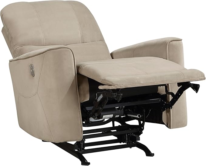 Lexicon Power Recliner Chair Living Room Velvet Reclining Sofa Chair Home Theater Seating Power Rocker Recliner Sofa Chair for Living Room/Office/Apartment Light Brown