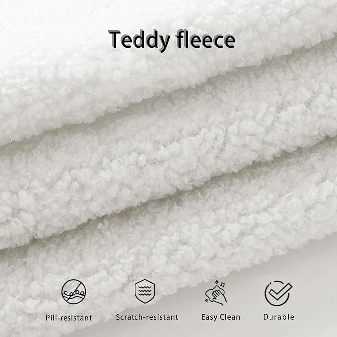MEISIMAN 110”Modular Sectional Sofa Cloud Couch - Compressed Sofa Soft Teddy Fabric &amp Memory Foam Couch for Living Room No Assembly Required (White)