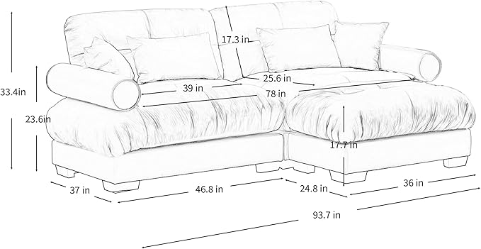 Velvet Modular Sectional Sofa2-Seater Cloud Couch with OttomanPillows and High Density Memory Foam for Living Room Home TheaterApartment（Olive-Green）