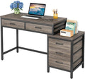 Little Tree 5 Drawers Computer Desk Desk with Reversible File Drawer Cabinet for Home OfficeGrey