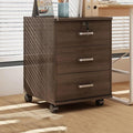 3 Drawer Wood File Cabinet Mobile File Organizer with Locking Wheels for Home Office/Legal/Letter/A4 File Storage Wooden Filing Storage Vertical Cabinets Drawers for Under Desk(Black Walnut)