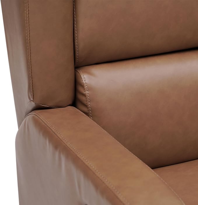 Flash Furniture Omma Swivel Glider Rocking Recliner Manual Wingback Recliner with 360 Degree Swivel for Living Room Bedroom or Nursery Cognac LeatherSoft
