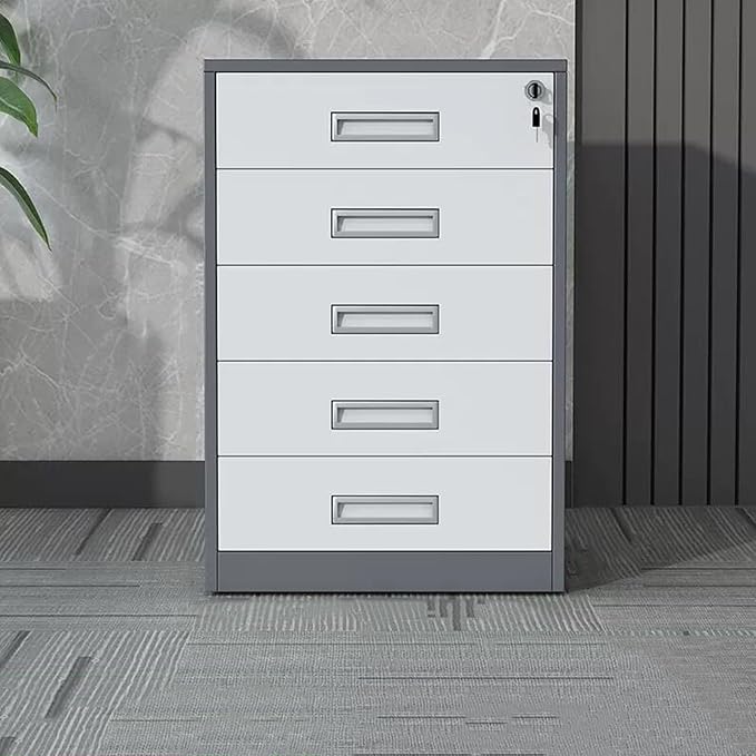 Filing Cabinet with Lock Under Desk Drawer Cabinet File Information Cabinet Tin File Cabinet (Color : Grey Size : 5 Drawer)
