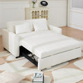55.51 Small Loveseat Sleeper Sofa Bed Velvet Pull Out Couch Bed with Adjustable Backrest and Side Pockets for Living Room Bedroom Apartment (Beige)