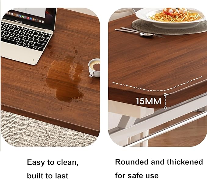 Manual Adjustable Desk Standing Desk Study Table Gaming Desks Movable Writing Table Computer Desks for Home Office Workstation Multifunctional Bedside Table(Light Brown120cm/47.24in)