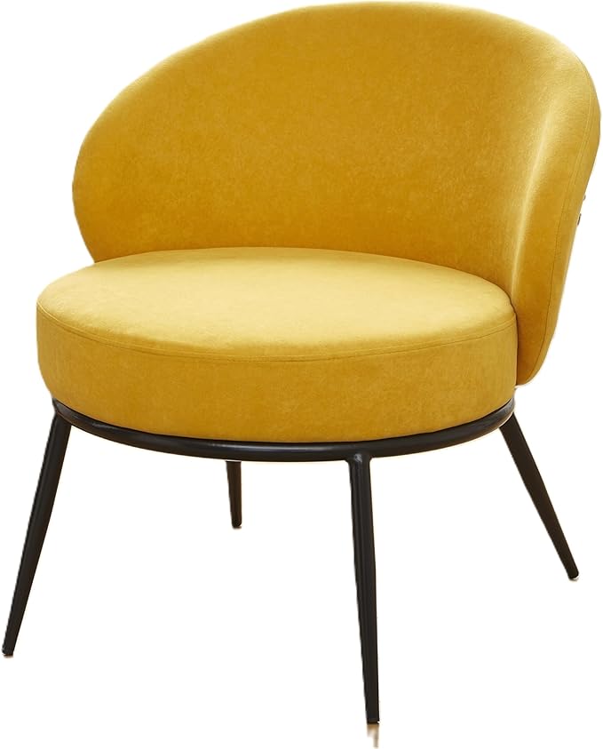 Modern Velvet Accent Chair with Channel Back Design Black Metal Legs and Soft Upholstery Comfortable Seating for Living Room Bedroom or Office Mustard Yellow