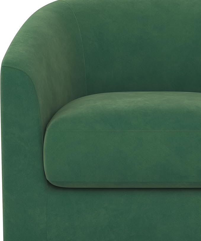 Swivel Barrel Accent Chair with Solid Wood Base Round Velvet Living Room Arm Chairs Modern Upholstered Comfty Reading Nook Chairs for Bedroom Club Armchair Single Sofa Side Chair Green
