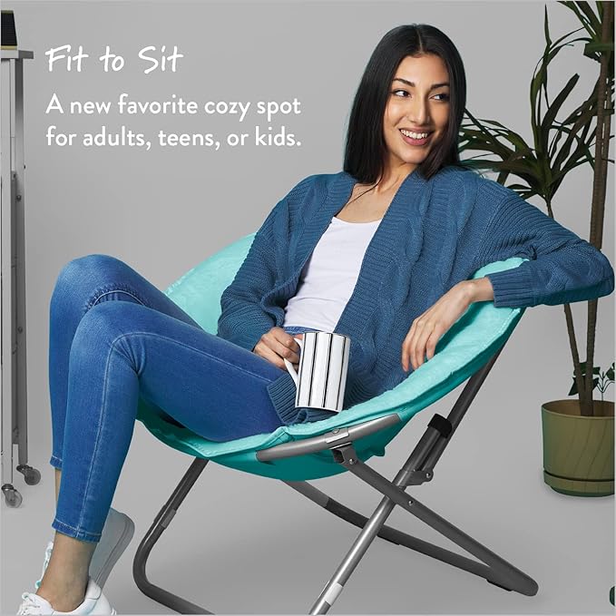 Urban Home [Brand] Soft Plush Faux Fur Round Accent Chair Modern Living Room Seating Comfortable Lightweight Elegant Aqua Blue