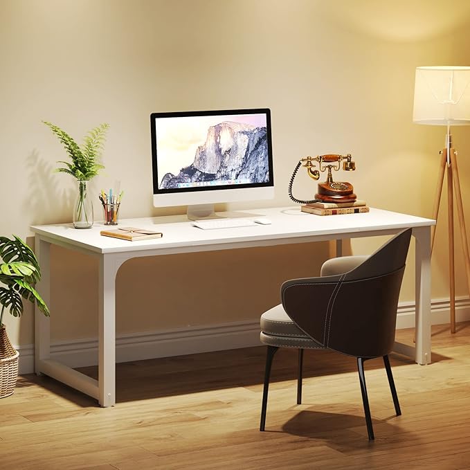 LITTLE TREE 70.8 Inch X-Large Executive Computer Office Desk White