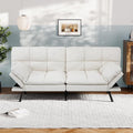 Vyfipt Convertible Futon Sofa Bed White Faux Leather Futon Couch with Adjustable Backrest &amp Armrests Folding Small Recliner Sleeper Sofa Bed for Living Room Apartment Office