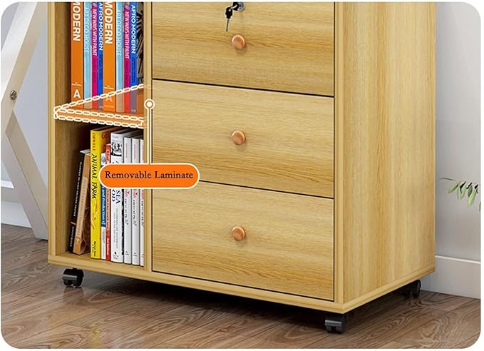 Storage Box Storage CabinetWood Lateral File Cabinet with Lock Drawer Mobile Low Cabinet Storage Organizer Locker for Office Floor to Ceiling