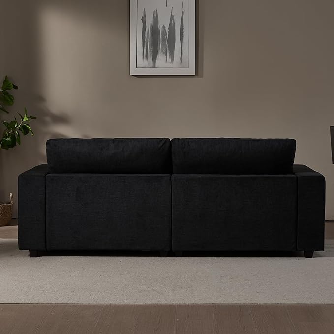 87'' Sofa Couch with Storage Deep Seat Couch for Living Room Comfy 2-Seater Moder Sofa Apartment Couches Black