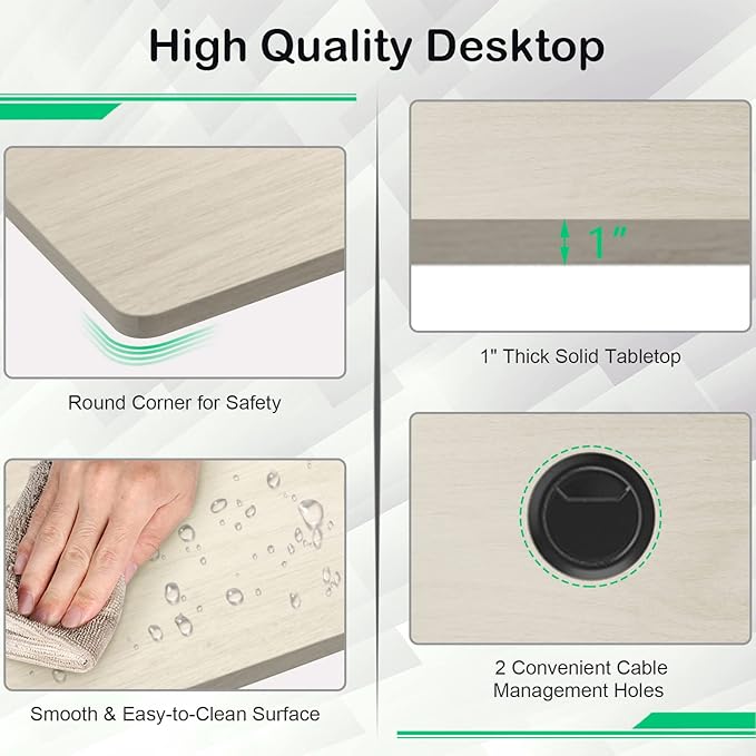 COSTWAY 48 x 24 Universal Table Top Solid One-Piece Wood Desktop for Standard &amp Height Adjustable Desk Frame Rectangular DIY Home Office Countertop(Table Top only) (Natural 48 x 24)