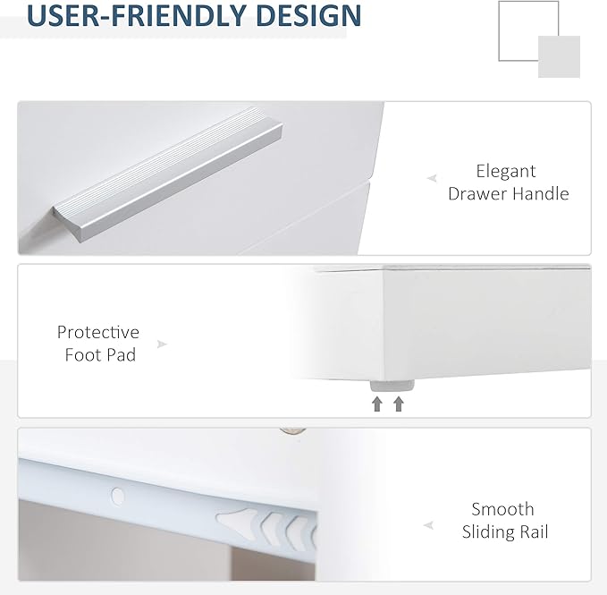 Rotating Computer Desk 55 L Shaped Desk Corner Desk with Storage Shelves Cabinet and Drawer for Home Office White