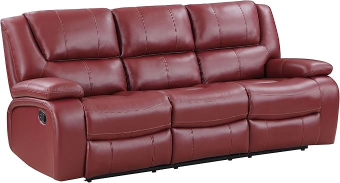 Coaster Home Furnishings - Camila - Fabric - Upholstered Motion Reclining Sofa with Wall-Hugger Design Padded Armrests and Plump Cushions - Living Room - 30-Inch - Red - 610241