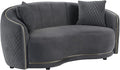 Coaster Home Furnishings - Brookside - Velvet &amp Engineered Wood - Curved Loveseat with Gold Trim and Channel Tufted Back - Living Room - Dark Gray - 504845