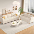 Apicizon 89'' 3-Seat Sofa Couch with Loveseat 2 Piece Comfy Sofa Sets for Living Room Modern Lounge Sofa Sleeper Couch for Apartment with Deep Seat Living Room Set White Corduroy