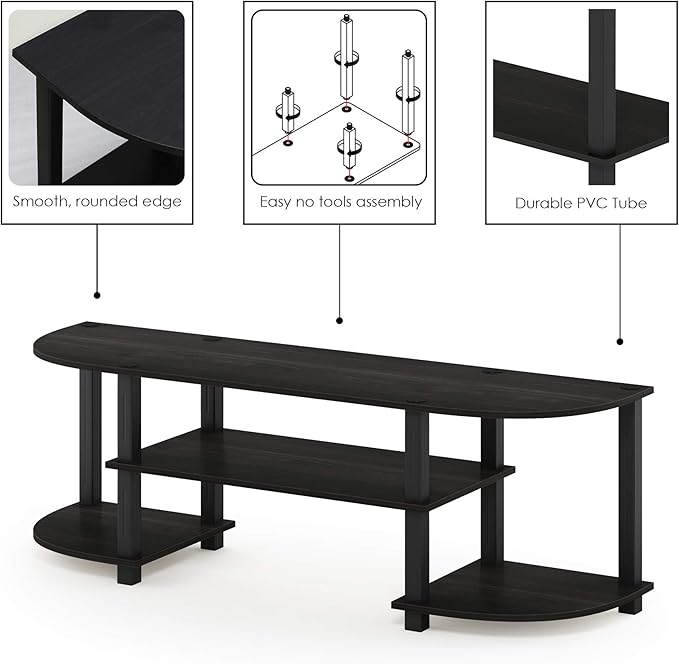Furinno Turn-S-Tube Wide TV Entertainment Center Dark Walnut